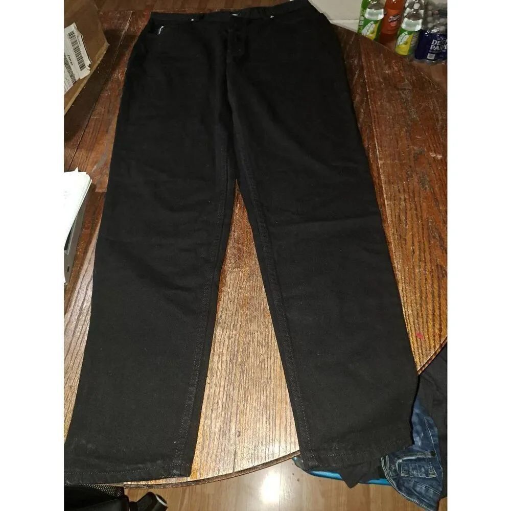 18W Tall Faded Glory Black Cotton Denim Jeans with Pockets and Belt Loops